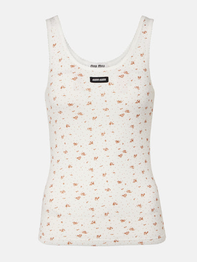 Miu Miu Floral cotton jersey tank top at Collagerie