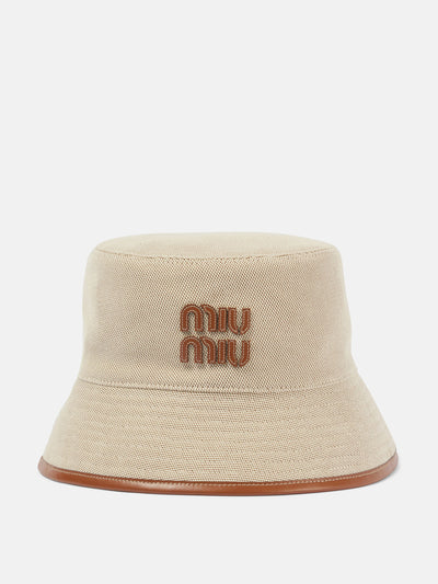 Miu Miu Logo canvas bucket hat at Collagerie