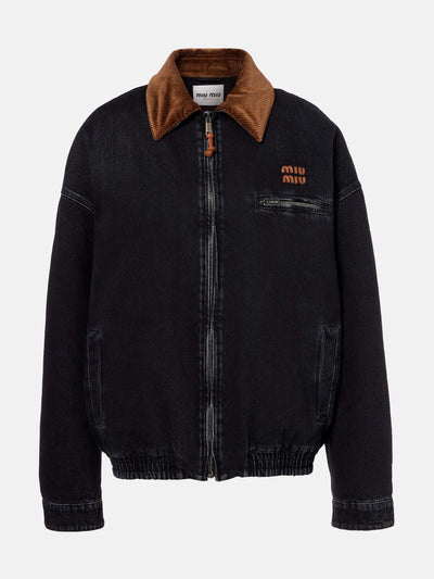 Miu Miu Logo denim jacket at Collagerie