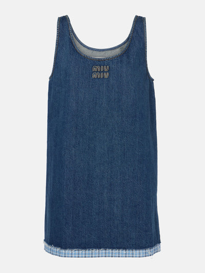Miu Miu Logo denim mini dress at Collagerie