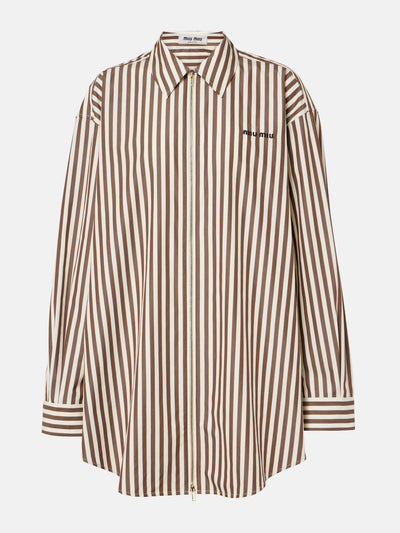 Miu Miu Zip-up striped cotton poplin shirt dress at Collagerie