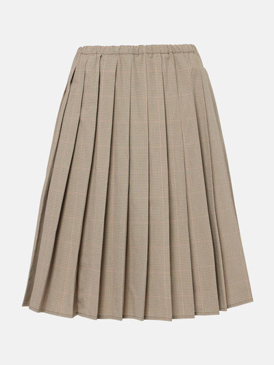 Miu Miu Checked pleated cotton-blend midi skirt at Collagerie