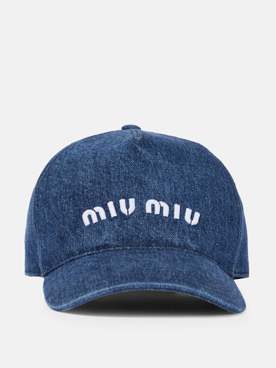 Miu Miu Logo denim cap at Collagerie