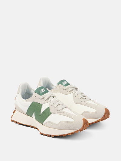 New Balance 327 suede-trimmed leather sneakers at Collagerie