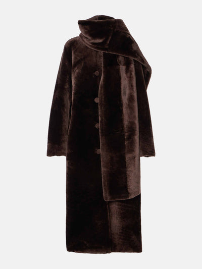 Nour Hammour Daphne shearling scarf coat at Collagerie