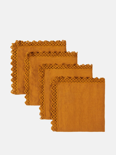Once Milano Macramé-trimmed linen napkins (set of 4) at Collagerie