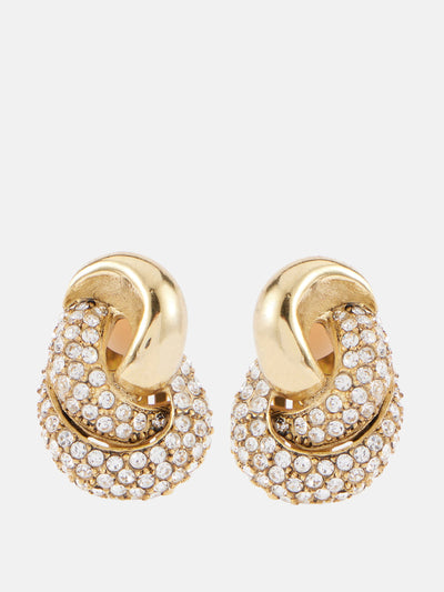 Oscar De La Renta Love Knot 2.0 embellished clip-on earrings at Collagerie