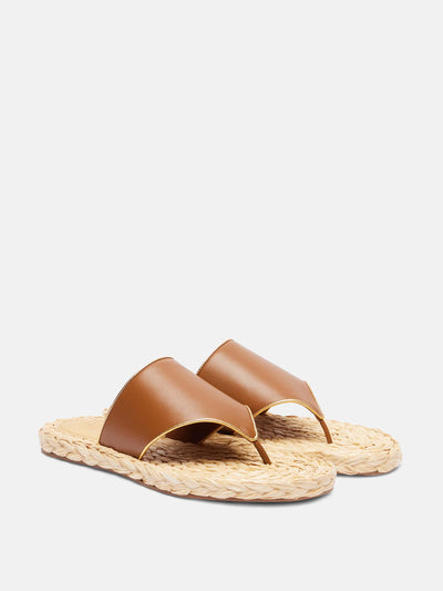 Paris Texas Amalfi leather-trimmed espadrille slides at Collagerie