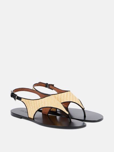 Paris Texas Amalfi raffia-effect thong sandals at Collagerie
