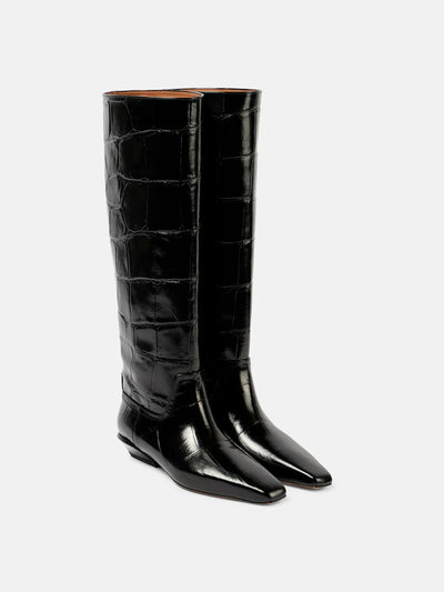 Paris Texas Bettina croc-effect leather boots at Collagerie