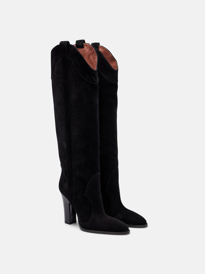 Paris Texas Lavinia suede knee-high boots at Collagerie