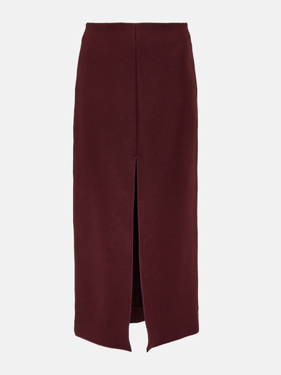 Patou Front-slit wool-blend midi skirt at Collagerie