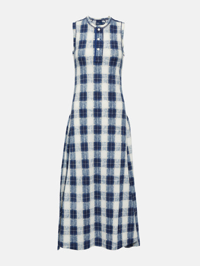 Polo Ralph Lauren Blue plaid cotton jersey maxi dress at Collagerie