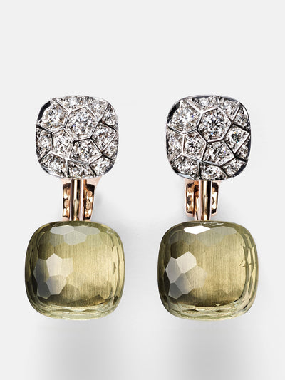 Pomellato Nudo 18kt earrings with prasiolites and diamonds at Collagerie