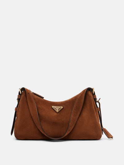 Prada Prada Aimée Medium suede shoulder bag at Collagerie