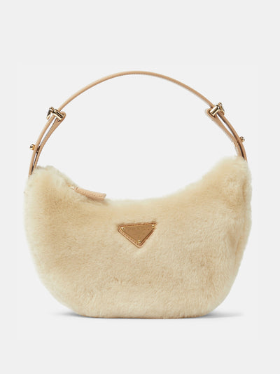 Prada Arqué shearling shoulder bag at Collagerie