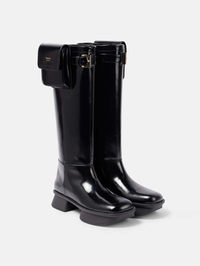 Prada Leather knee-high boots at Collagerie