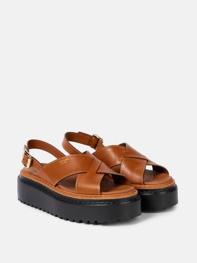 Prada Leather platform sandals at Collagerie