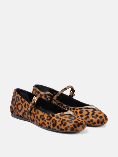 Prada Leopard-print calf hair Mary Jane flats at Collagerie