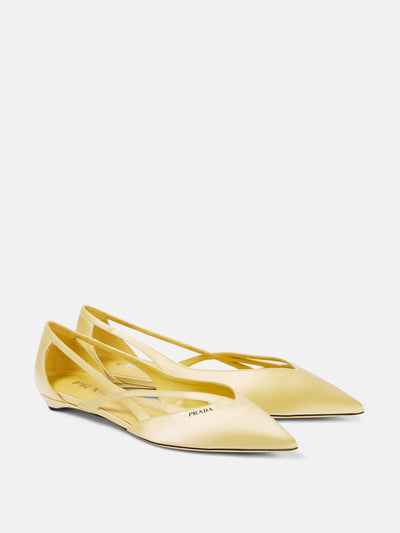 Prada Logo satin ballet flats at Collagerie
