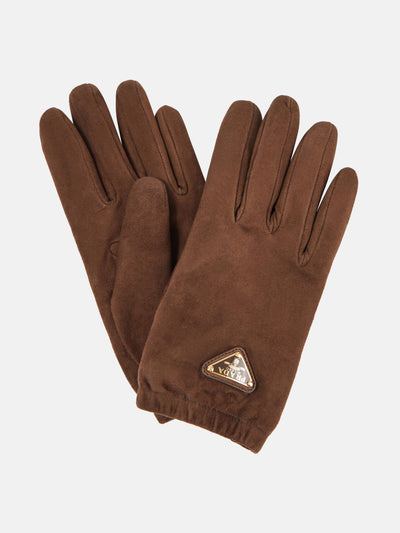 Prada Logo suede gloves at Collagerie
