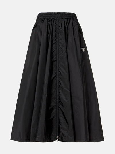 Prada Logo Re-Nylon midi skirt at Collagerie