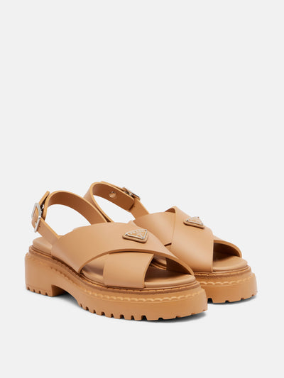 Prada Logo rubber platform sandals at Collagerie