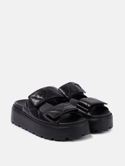 Prada Quilted leather platform sandals at Collagerie