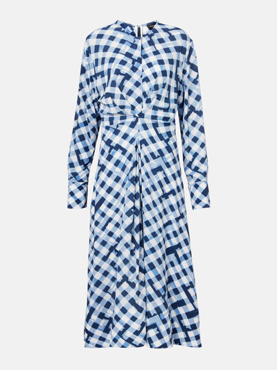 Proenza Schouler Checked gathered midi dress at Collagerie