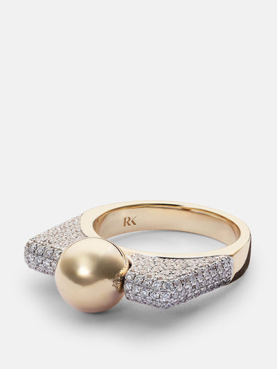 Rainbow K Ball 14kt gold ring with diamonds at Collagerie