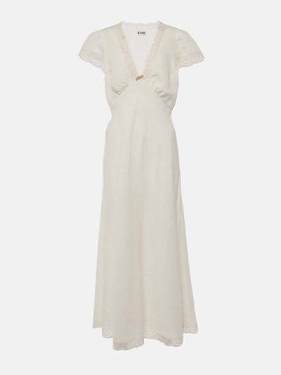 Rixo Clarice lace-trimmed midi dress at Collagerie