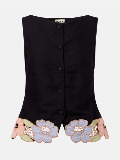 Rixo Lucca embroidered linen-blend top at Collagerie