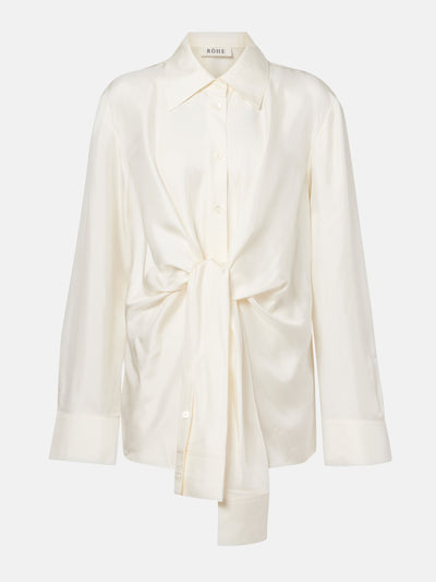 Róhe Draped silk satin shirt at Collagerie