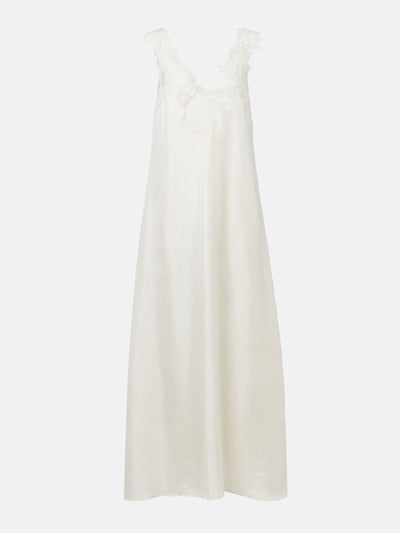 Róhe Lace-appliqué silk gown at Collagerie