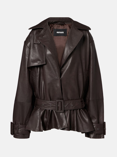 Rotate Belted leather biker jacket at Collagerie