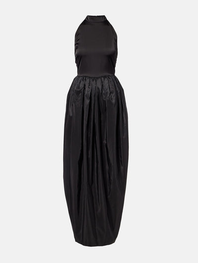 Rotate Gathered satin taffeta maxi dress at Collagerie