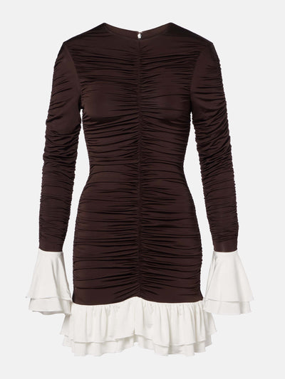 Rotate Ruched ruffled minidress at Collagerie