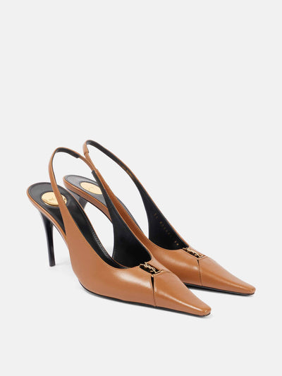 Saint Laurent Babylone Breteuil 90 leather slingback pumps at Collagerie