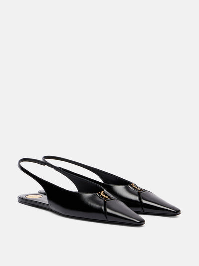 Saint Laurent Babylone leather slingback flats at Collagerie
