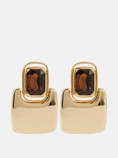 Saint Laurent Cabochon embellished clip-on earrings at Collagerie