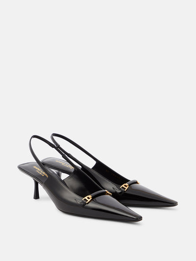 Saint Laurent Carine 55 patent leather slingback pumps at Collagerie