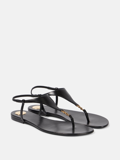 Saint Laurent Cassandra leather thong sandals at Collagerie
