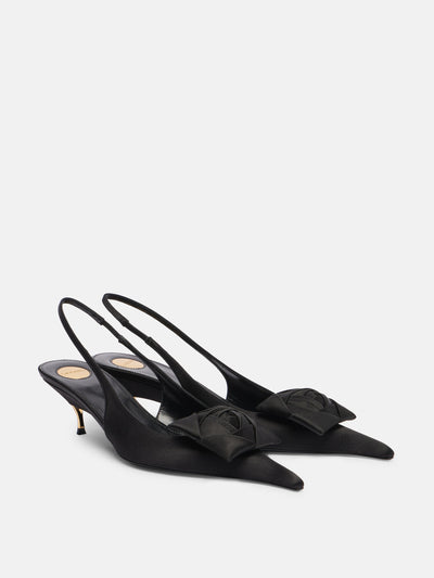 Saint Laurent Dakota 50 crêpe satin slingback pumps at Collagerie