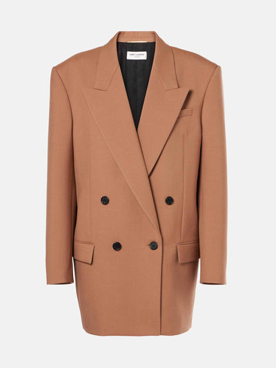 Saint Laurent Double-breasted wool gabardine blazer at Collagerie