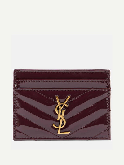 Saint Laurent Cassandre patent leather card holder at Collagerie