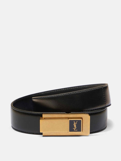 Saint Laurent Monogram leather belt at Collagerie