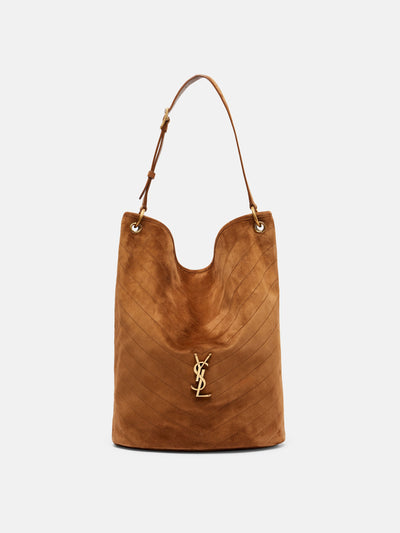 Saint Laurent Niki Cassandre suede bucket bag at Collagerie