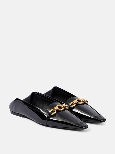 Saint Laurent Le Maillon convertible patent leather mules at Collagerie