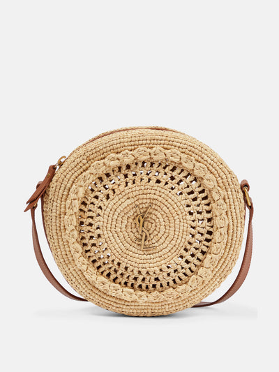 Saint Laurent Small raffia crossbody bag at Collagerie