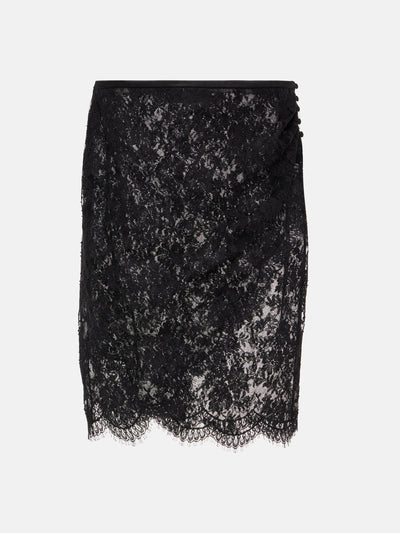 Saint Laurent Sheer cotton-blend lace wrap skirt at Collagerie